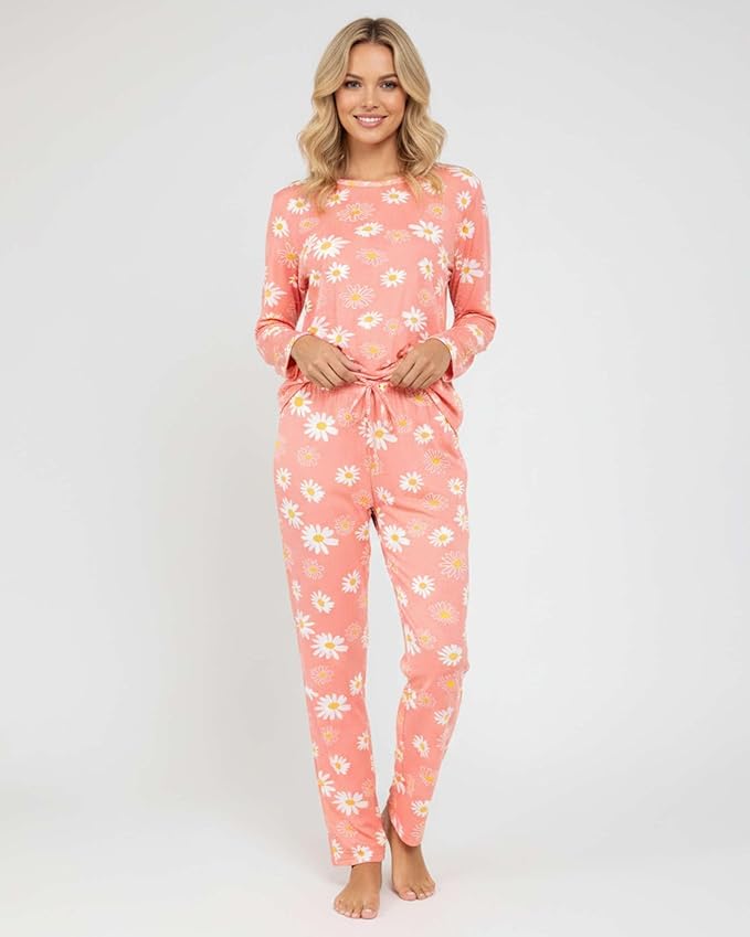Real Essentials 2 Pack: Women's Comfy Pajama Sets - Short & Long Sleeve Ladies Loungewear Sleepwear PJs (Available In Plus)
