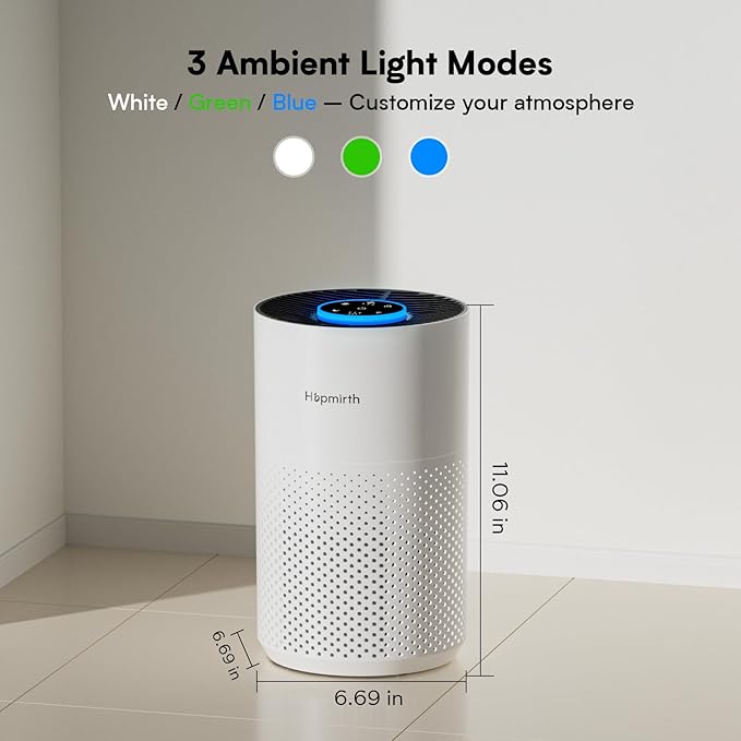 Upgraded Air Purifiers for Bedroom & Home with H14 True HEPA Filter, Covers Up to 1080ft², 360° Air Intake, Quiet Pet Air Purifier, Fragrance & Timer,Removes Smoke, Pet Dander & Pollen,White
