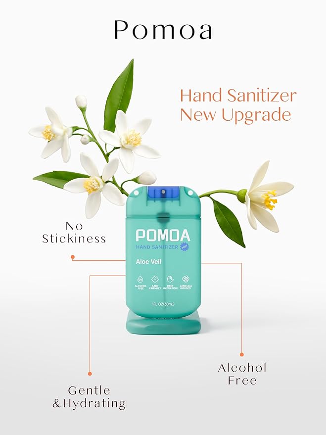 Alcohol Free Hand Sanitizer Spray, Non Irritating, Hydrating and Non Greasy, Gentle Fine Mist, Travel-Friendly Pocket Size 1 Fl Oz, Aloe Veil
