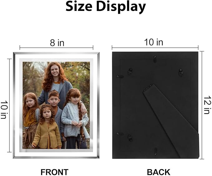 8x10 Picture Frames Silver - Set of 4, HD Real Glass 8 by 10 Photo Frame Mirrored Edge Great Gift, for Tabletop Display, Wedding Birthday Christmas Day Gifts (8 x 10, Silver)