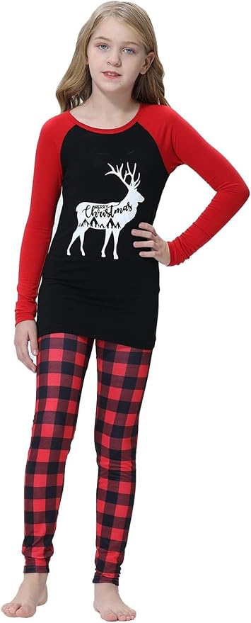 YIJIU Christmas Pajamas Cute Deer Print Long Sleeve Totem PJS Set