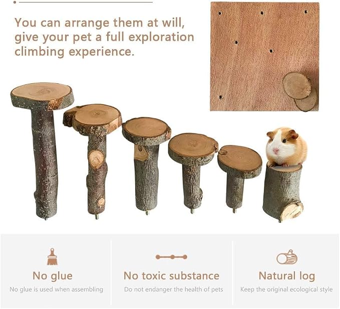 Wooden Hamster Platform Climb Toy Cage Accessories for Gerbil Dwarf Hamster | Exercise activity playground, Syrian hamster climb stairs, Natural wood chewing enrichment toys