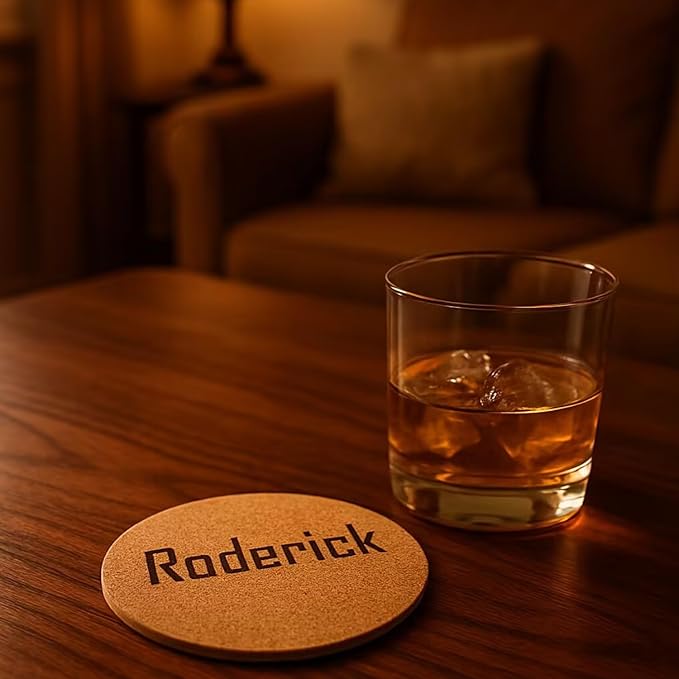 Set of 5 Personalized Custom Monogram Cork Coasters, Custom Wedding, Housewarming Gifts, Promotional Giveaways (Design #2)