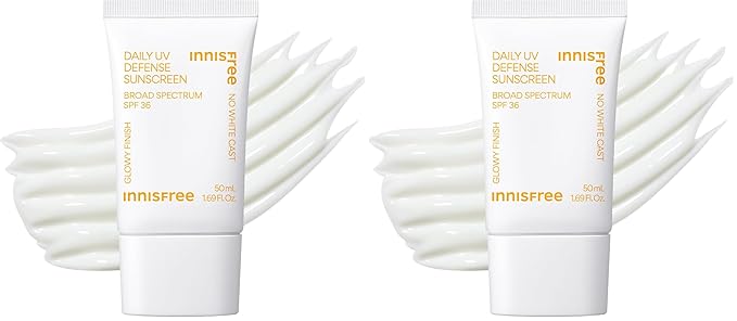Innisfree Daily UV Defense SPF 36 – Korean Face Sunscreen, Invisible Finish, Broad Spectrum, No White Cast, Lightweight, Hydrating (Pack of 2)