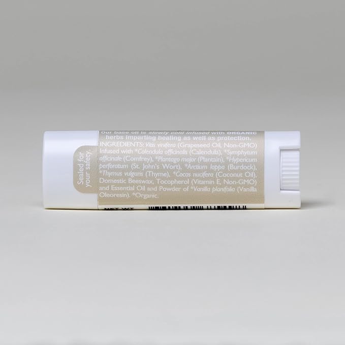 Soothing Natural Vanilla Lip Balm, Beeswax, Calendula Lip Balm, Dry Cracked Lips, Perioral Dermatitis, Organic Coconut Oil No Synthetic Fragrance