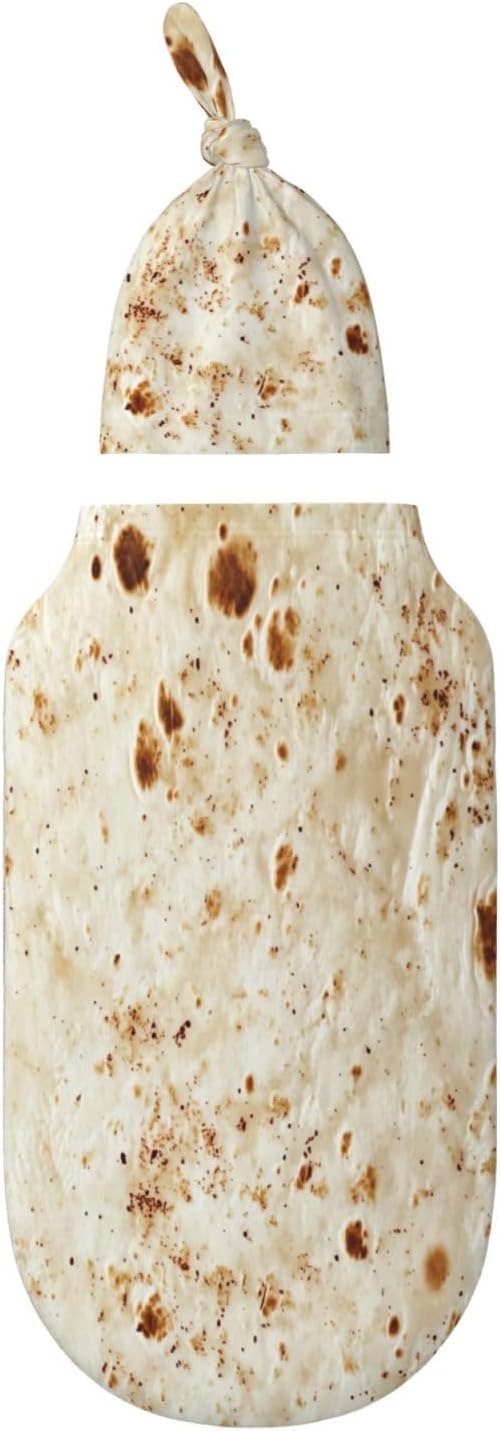 Newborn Swaddle Blankets and Hat Set Soft Cotton Baby Swaddle Wrap Warm Infant Receiving Blanket Burritos Tortilla-3