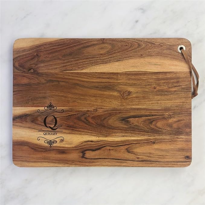 Personalized Cutting Board Engraved With Family Name And Initial, Custom Charcuterie Board, Gift For Weddings, Anniversaries, Housewarmings