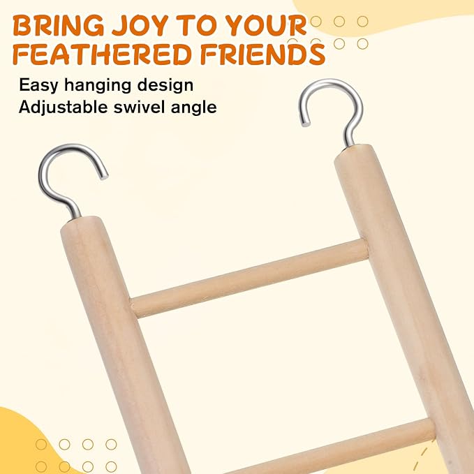 Bird Ladder for Bird Cage 2 Pack Wooden Birds Toys Cage Accessories for Parakeets Parrots Cockatoo (5 Step & 7 Step)