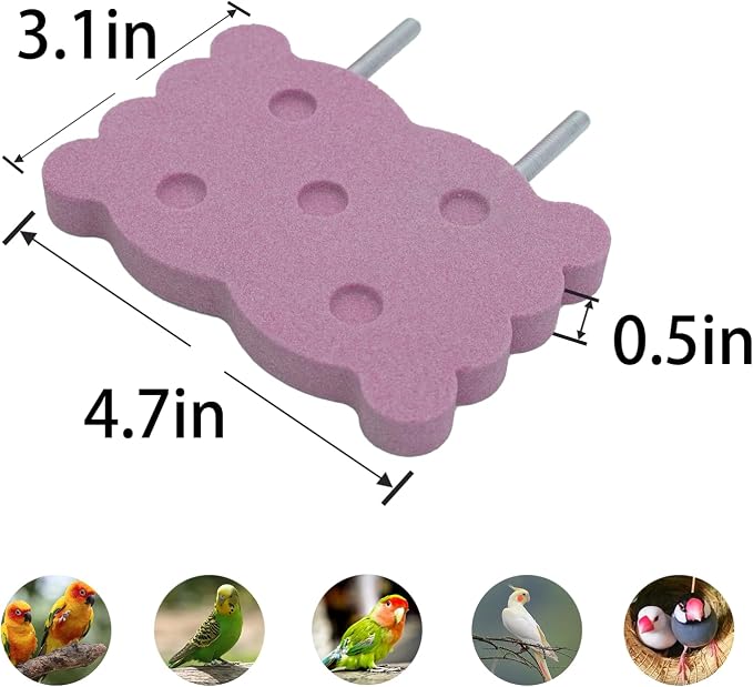 Bird Perch Stand for Parrots – Natural Ceramic Grinding Stick for Beak, A Safe, Non-Shedding Chewing and Claw-Trimming Perch for Parrots (Pink, Medium Size)