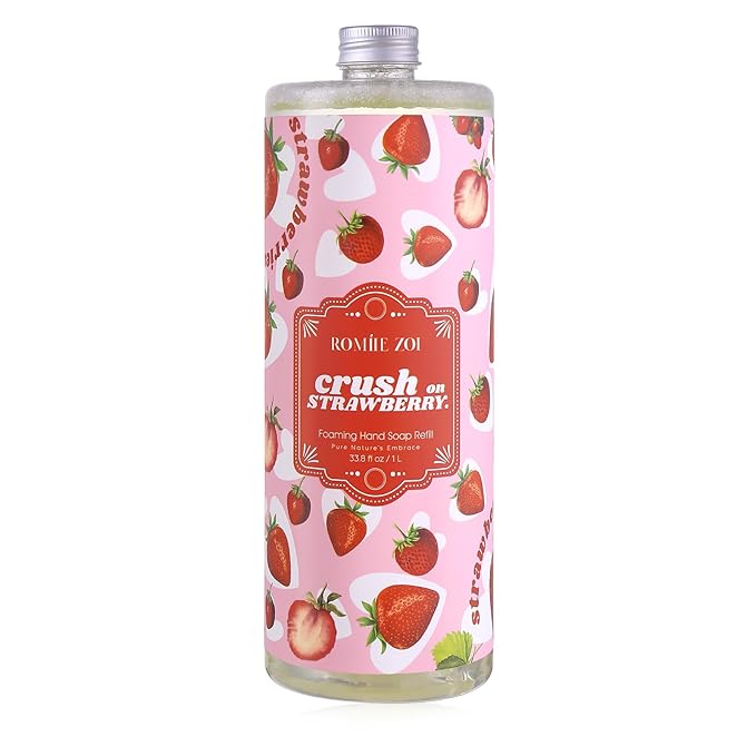 ROMIIE ZOI Foaming Hand Soap Refill, Strawberry, Gentle & Moisturizing Formula, 1000 ML/ 33.8 FL OZ