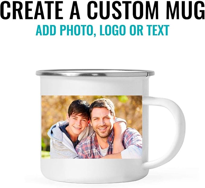 Andaz Press Personalized 11oz. Stainless Steel Custom Campfire Coffee Mug, Custom Mug With Picture, Logo, or Text, Includes Gift Box