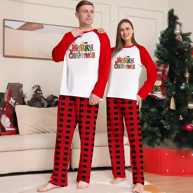 TEERAPHIQUE Christmas Pajamas for Family,Family Holiday Pajamas Matching Sets,Xmas Jammies for Couples