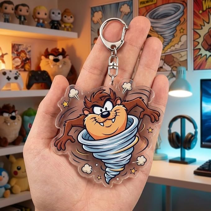 PumpCar Acrylic Keychain Double-Sided Charm Key Ring with Metal Clip Backpack Charm Bag and Car Key Accessory Collectible