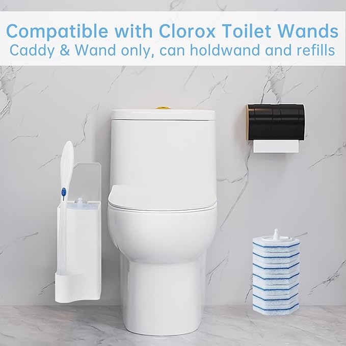Holder for Clorox Toilet Wand, Compatible with Clorox Toilet Wand Holder only, White & Gray