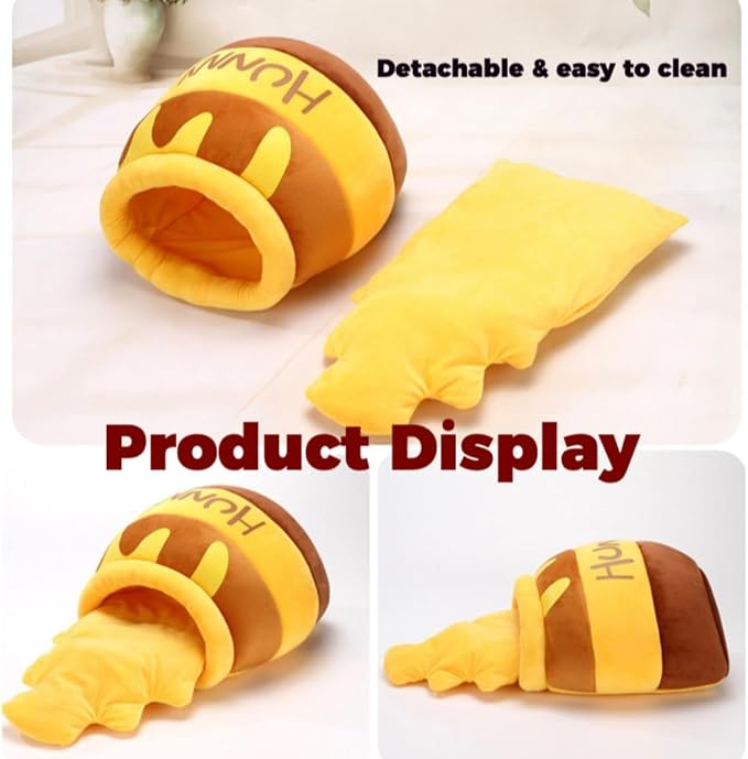 Rabbit Honeypot Bed House - Bunny Hideout Warm Fleece Cuddle Cup Snuggle Sack with Removable Cushion Guinea Pig Hideout Sleeping Cave for Rabbit Guinea Pig Ferret Chinchilla