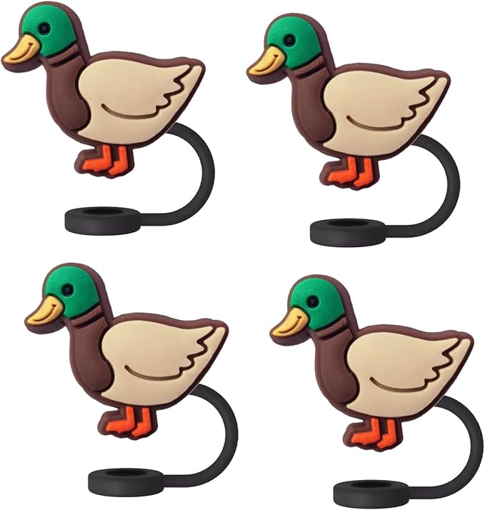 Animal Straw Toppers For Stanley Cups;Straw Covers Cap Toppers Compatible With Stanley 30&40 Oz Tumbler, Reusable & Silicone Tumbler Straws Topper For 0.4 Inch Tips Animal Lover Gifts (Mallard Duck)