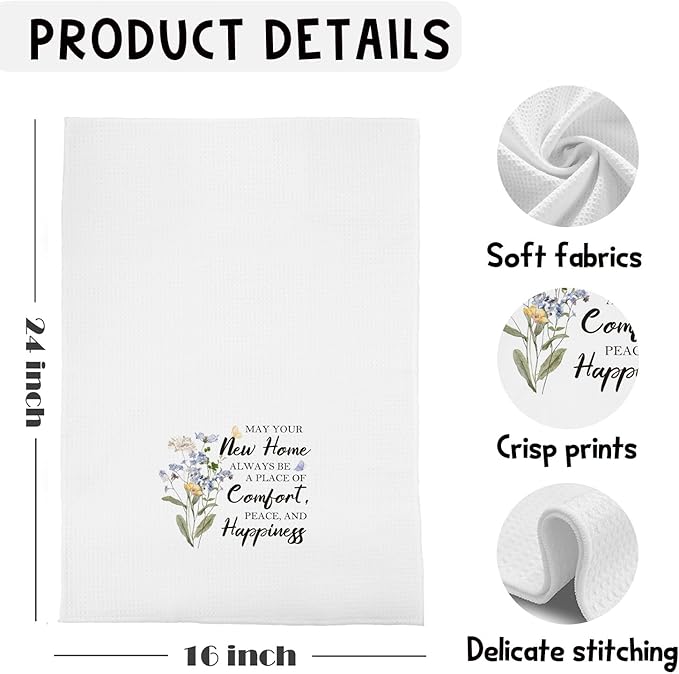 House Warming Gifts Kitchen Towels, New Home Gifts for Women Dish Tea Towels for Kitchen Decor, Best House Warming Gift Decorative Hand Towel for Bathroom, 16x24 Inches