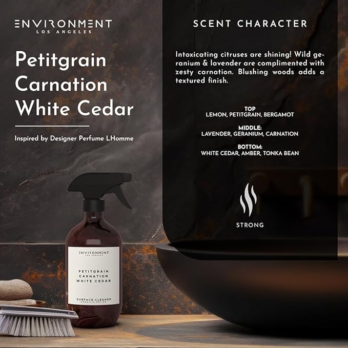 ENVIRONMENT Inspired by Designer Perfume DYPT Surface Cleaner, 16oz Luxury Surface Cleaner (Petitgrain | Carnation | White Cedar) Home Essentials, Scented Cleaning Products, Vegan & Cruelty-Free