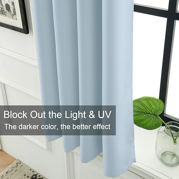 LA PALMA Thermal Insulated Blackout Darkening Grommet Living Room Curtains Window Drapes for Bedroom Pack of 2 Panels