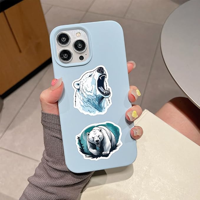 60Pcs Artic Animals Sticker, Cute Stickers for Kids Teens Adults, Vinyl Cartoon White Animals Decals Kawaii Sticker for Decor Water Bottles Laptops Guitar Scrapbook