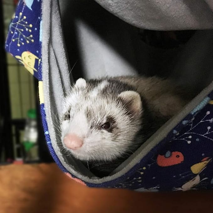 Ferret Rat Hammock Bed Nation Cage Accessories Kit Set Staff House and Hideouts Cave for Guinea Pig Ferret 13.8inch