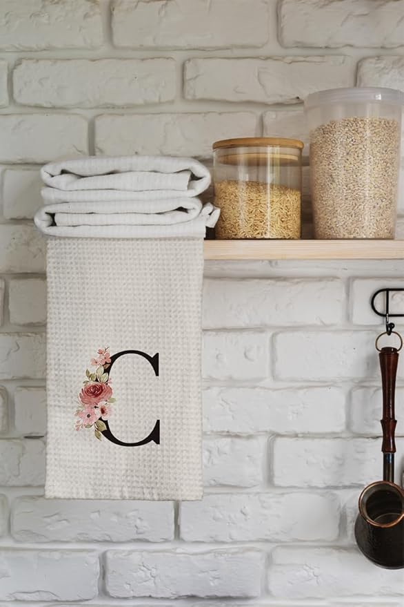 Kitchen Towels, Personalized Gifts Mode Monogram Letter C Kitchen Towels Dish Towels for Dinning Bathroom, Christmas Birthday Gifts for Women, Kitchen Towels and Dishcloths Sets 16×24 Inches