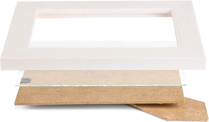 Rustic Wooden Square Picture Frames 8x8 - Set of 2-100% Natural Solid Eco Wood with Real Glass for Wall Mounting and Tabletop Photo Frame - White