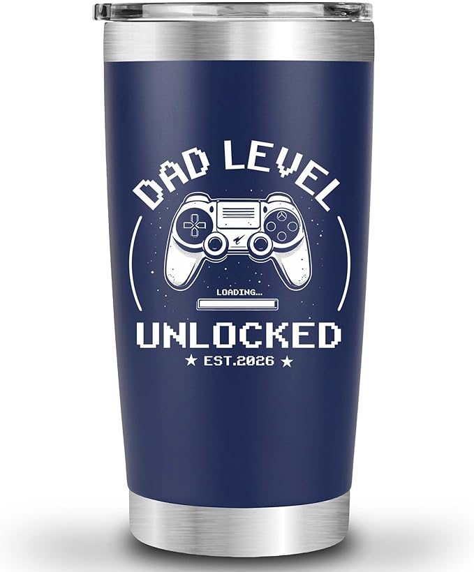 Promoted to Dad 2026 Tumbler 20oz – New Dad Gifts for First Time Daddy, Expecting Daddy Present For Birthday, Father’s Day, Christmas Cups From Friend, Baby, Kid, Wife