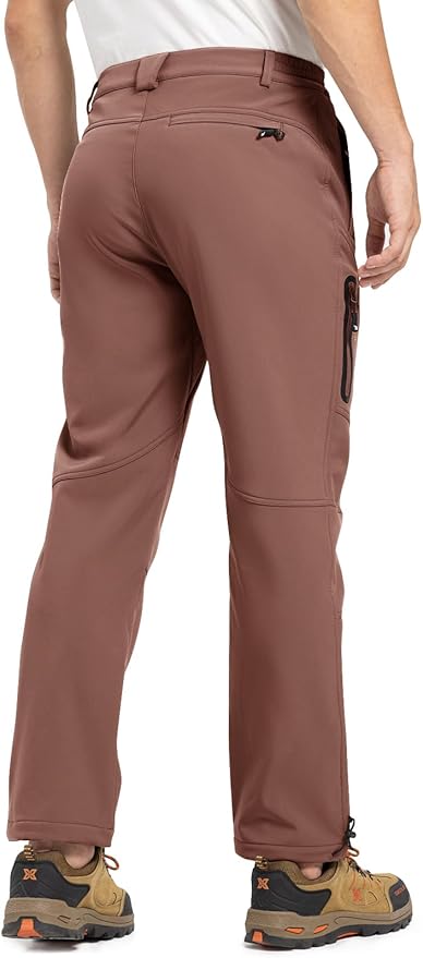 TBMPOY Men's Snow Pants Fleece Lined Hiking Winter Waterproof Softshell Ski Outdoor Insulated Climbing Pants Zipper Pockets