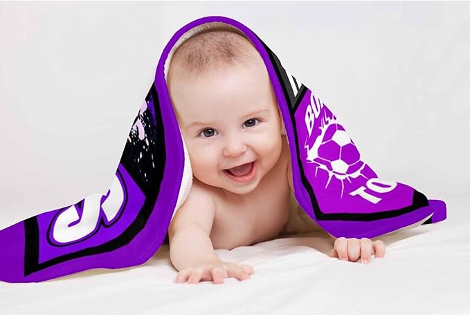 D-Story Personalized Custom Blankets with Name, Monogrammed Soccer Blanket Gifts for Kids & Baby
