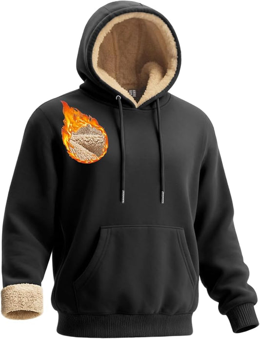 Boladeci Men's Sherpa Lined Hoodie Sweatshirts Heavy Fleece Cotton for Winter Cold Weather
