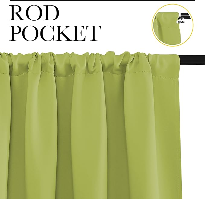 NICETOWN 2 Panels Blackout Curtains, Rod Pocket Thermal Insulated Drapess for Bedroom, Privacy Protection Easy-Care Heavy Duty Curtains for Living Room/Dining Room, W70 x L95 inches, Fresh Green