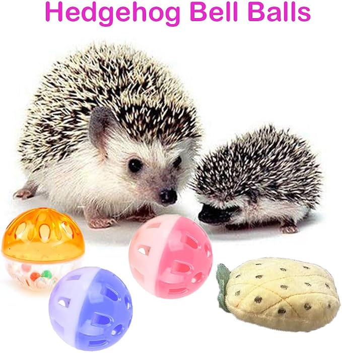 10 pcs Cute Hedgehog Enrichment Toys Hedgehog Supplies Cage Accessories Small Animal Toys Ball Bell Pet Interactive Toy Stuffed Toys Exercise Ball for Hamster Lizard Turtle Tortoise Rats
