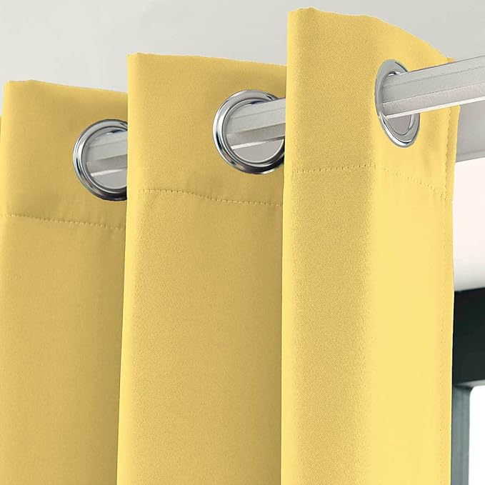 LA PALMA Thermal Insulated Blackout Darkening Grommet Living Room Curtains Window Drapes for Bedroom Pack of 2 Panels