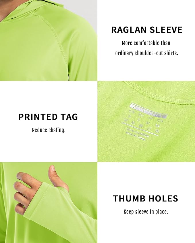 Boladeci Men's UPF 50+ Sun Protection Lightweight Hoodie Shirts Long Sleeve Fishing Shirt SPF UV Hiking Swim