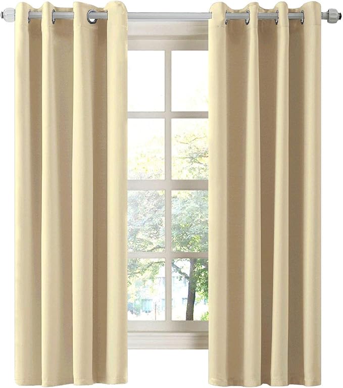 LA PALMA Thermal Insulated Blackout Darkening Grommet Living Room Curtains Window Drapes for Bedroom Pack of 2 Panels
