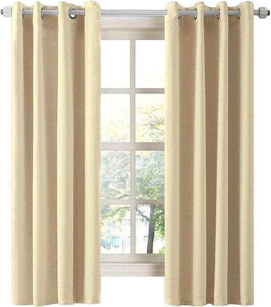LA PALMA Thermal Insulated Blackout Darkening Grommet Living Room Curtains Window Drapes for Bedroom Pack of 2 Panels