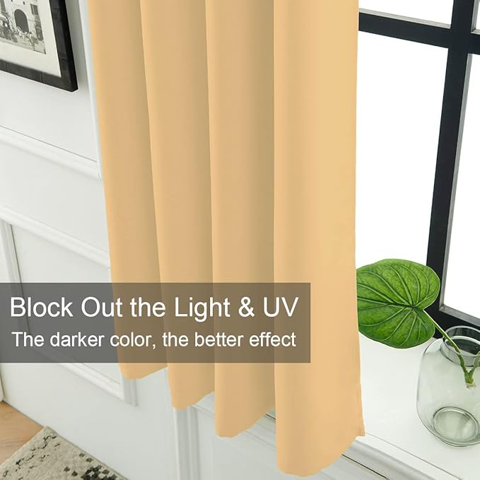 LA PALMA Thermal Insulated Blackout Darkening Grommet Living Room Curtains Window Drapes for Bedroom Pack of 2 Panels