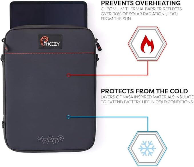 PHOOZY Thermal Insulated Tablet/Laptop Case for iPad, MacBook Air, MacBook Pro & Similar Sized Tablets or Laptops up to 13" - Protection Against Heat, Cold, Drops and Water (Cosmic Black)
