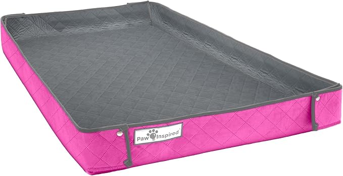 Paw Inspired Reversible Critter Box, C&C 2x4 (14-Inch Grids), Gray/Pink | Washable Fleece Cage Liner, Raised Sides, Bedding for Guinea Pigs Rabbits, Hamsters, Small Animals, Edge Protected Pee Pads