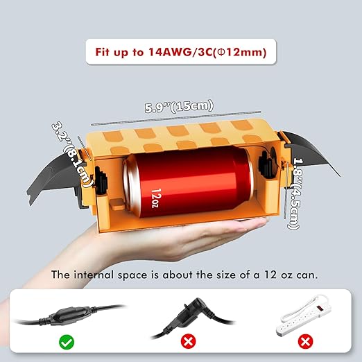 Flemoon [2 Pack] IP55 Small Outdoor Electrical Box Waterproof (Inner 5.9 x 3.2 x 1.8inch), Extension Cord Cover with Detachable Awning Covers for Plug, Outlet, Holiday Lights, Orange