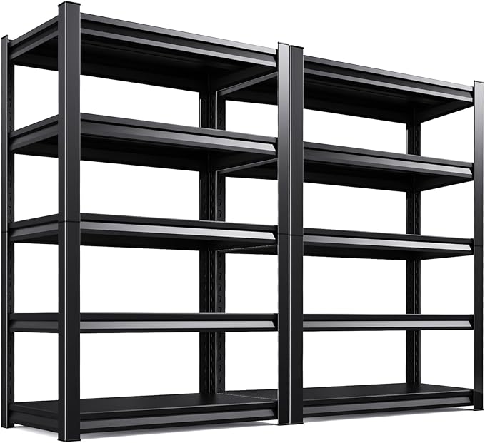 5-Tier Garage Shelving Heavy Duty, 2500LBS Garage Shelves, Adjustable Metal Shelving Unit, Garage Storage Shelves, Utility Rack Shelf, Shelves for Garage Storage, 72" H×35.4" W×16" D, 2 Pack