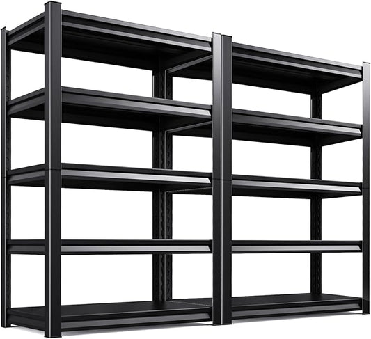 5-Tier Garage Shelving Heavy Duty, 2500LBS Garage Shelves, Adjustable Metal Shelving Unit, Garage Storage Shelves, Utility Rack Shelf, Shelves for Garage Storage, 72" H×35.4" W×16" D, 2 Pack