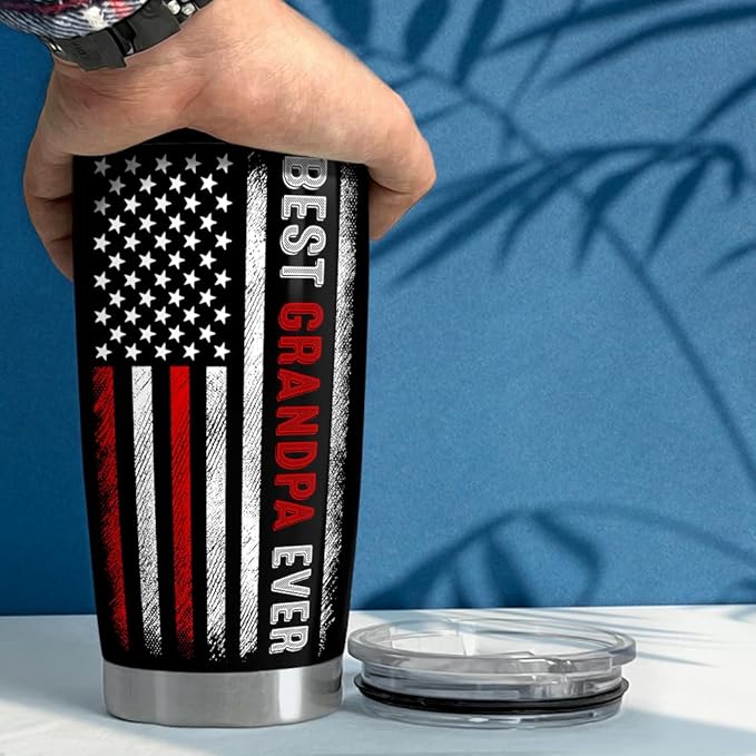 SANDJEST Grandpa Tumbler 20oz Best Grandpa Ever Gifts Stainless Steel Insulated Tumblers Coffee Travel Mug Cup Granddad Gifts for Men Birthday Christmas Gift for Grandpas Grandfather Papa Grandad