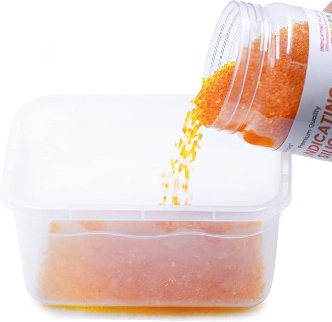 Silica Gel 4LBS, Indicating Silica Beads (Orange to Green), Reusable Silica Gel Desiccant Dehumidifier
