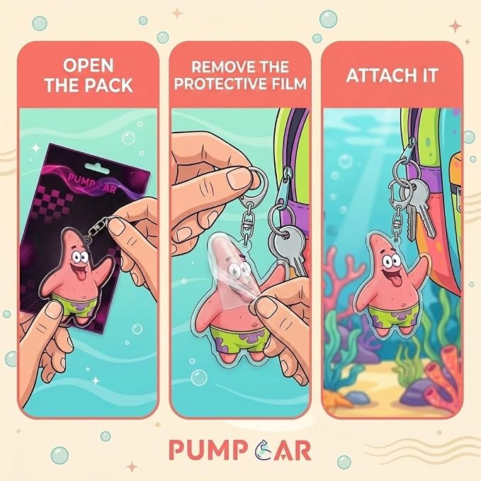 PumpCar Acrylic Keychain Double-Sided Charm Key Ring with Metal Clip Backpack Charm Bag and Car Key Accessory Collectible