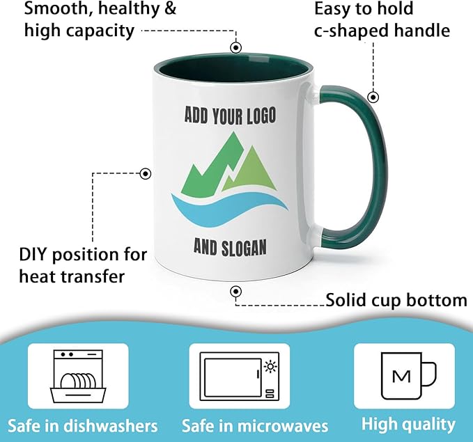 Custom Mug - Personalized Coffee Mug with Image, Logo, or Text | Custom Photo Cup | Customized 11 Oz Ceramic Tea Cup Taza Personalizadas Custom Gifts for Men & Women