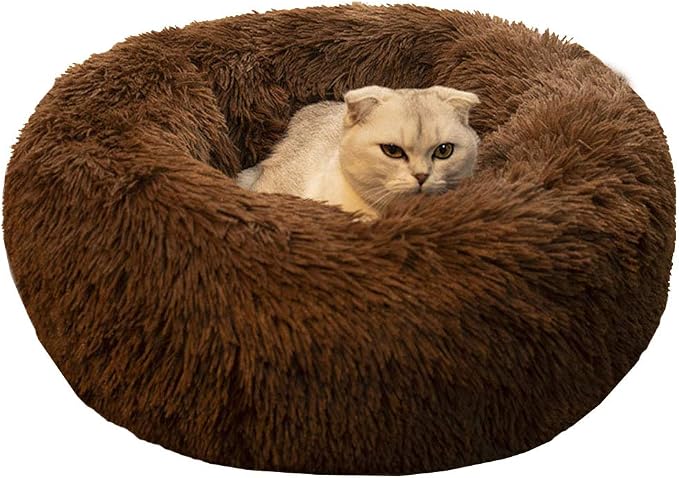 Cat Bed for Indoor Cats,Mini Plush Self Warming Kitten Bed, 20 Inch | Soft Round Fluffy Dog Bed and Cat Nest for Kittens and Small Dogs, Cozy Medium Bed for Indoor and Warm Autumn or Winter Sleep