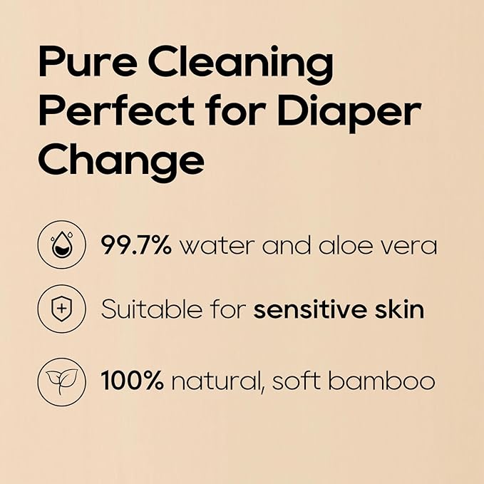 ECO BOOM Bamboo Baby Wipes | natural | 100% Plant-Based & fragrance free | Unscented & safe for Sensitive Skin | 99% Water | 16 Pack, Bulk Total of 960