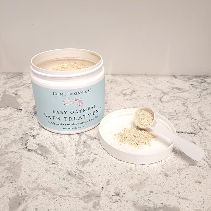 Oatmeal Baby Bath Powder by Irene Organics with Colloidal Oatmeal For Treatment of Eczema, Diaper Rash, Dry Skin and Irritation, Moisturizes and Soothes Baby’s Skin, 3 pack